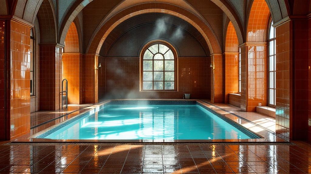 Hydrotherapy & Water — glossy tiled plunge pool with natural light