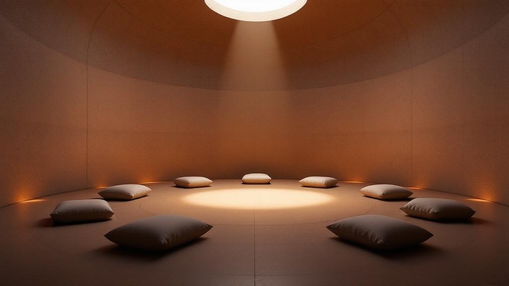 Meditation & Prayer — softly enclosed room with textured walls and candlelight warmth